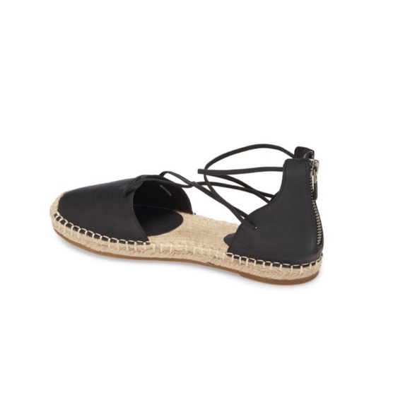 Eileen Fisher Lace LT Black Leather Espadrille Flats - Picture 2 of 9